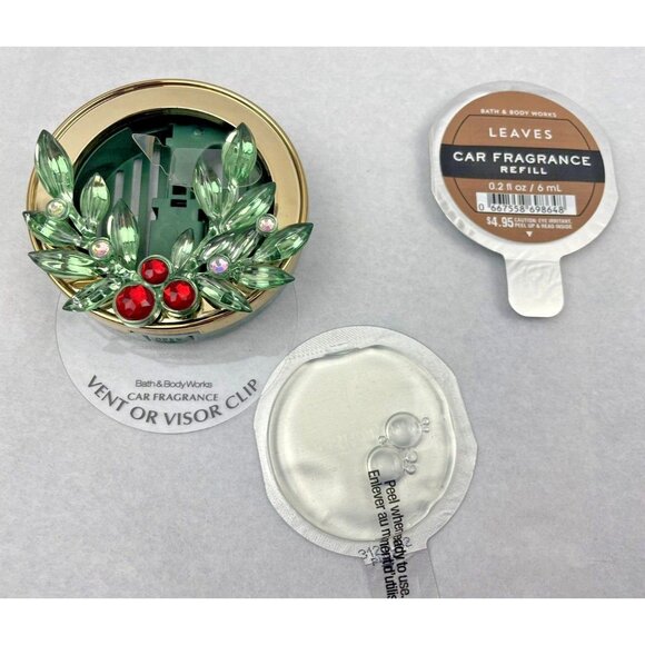 Bath & Body Works Car Fragrance Vent or Visor Clip With 2- Refills Leaves - Picture 2 of 7